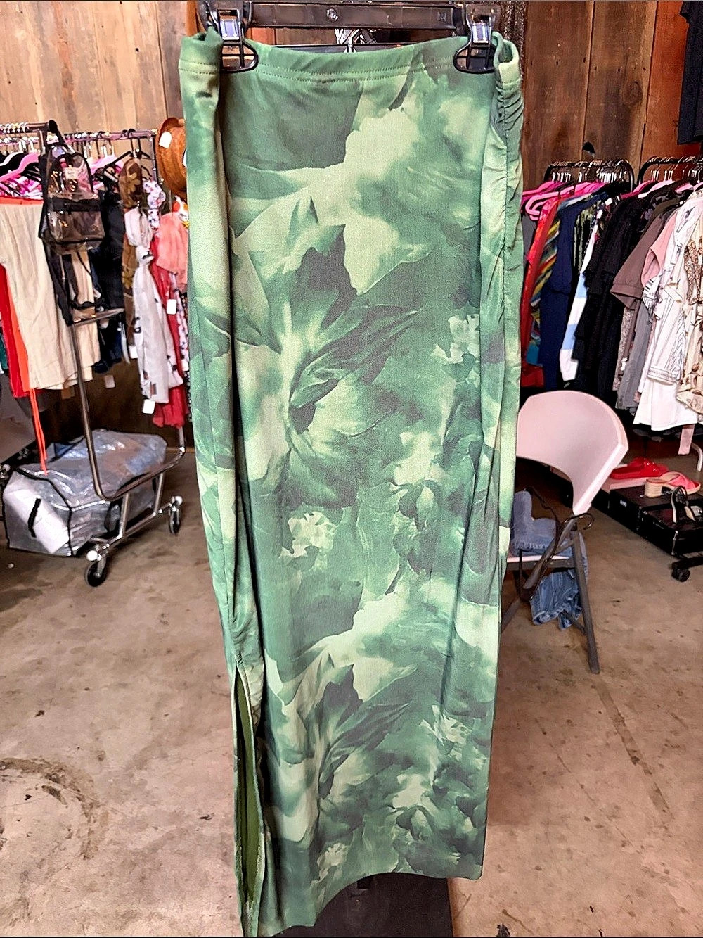SHEIN Floral Maxi Skirt in Green Size Medium